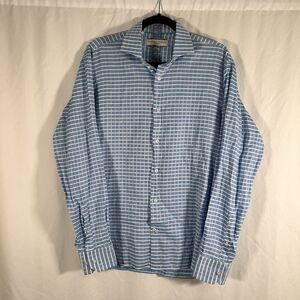 Luchiano Visconti Shirt Men's Large Blue Plaid Button Up Long Sleeve Classic